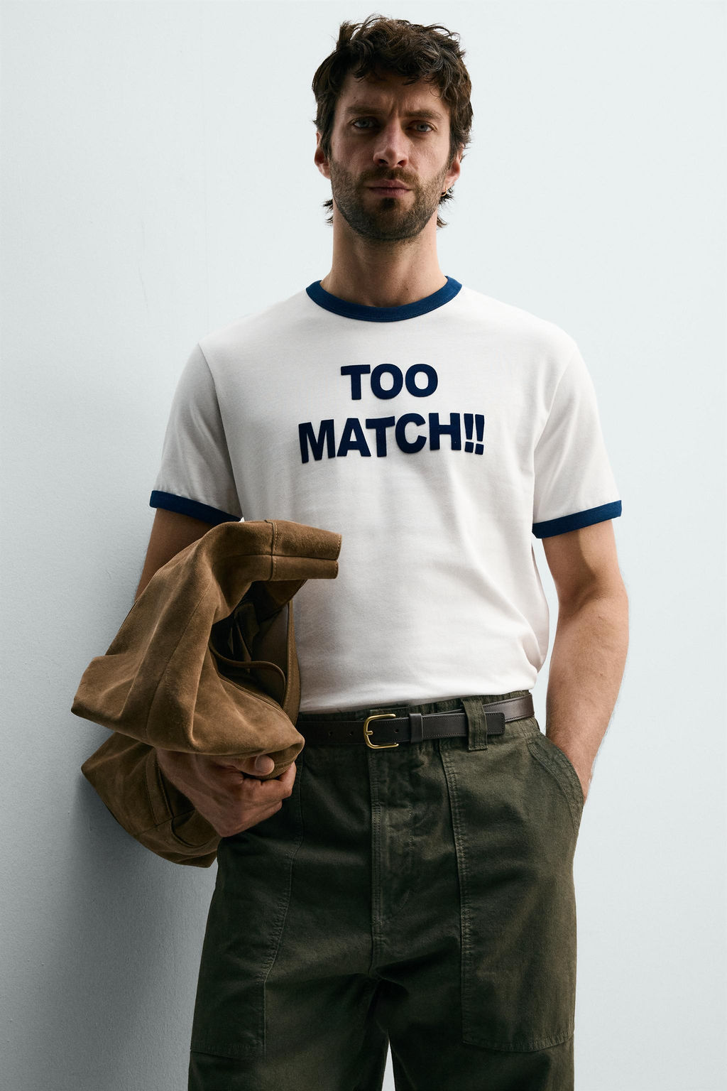 CAMISETA RIB CONTRASTE TEXTO / Blanco roto - Zara фото 5