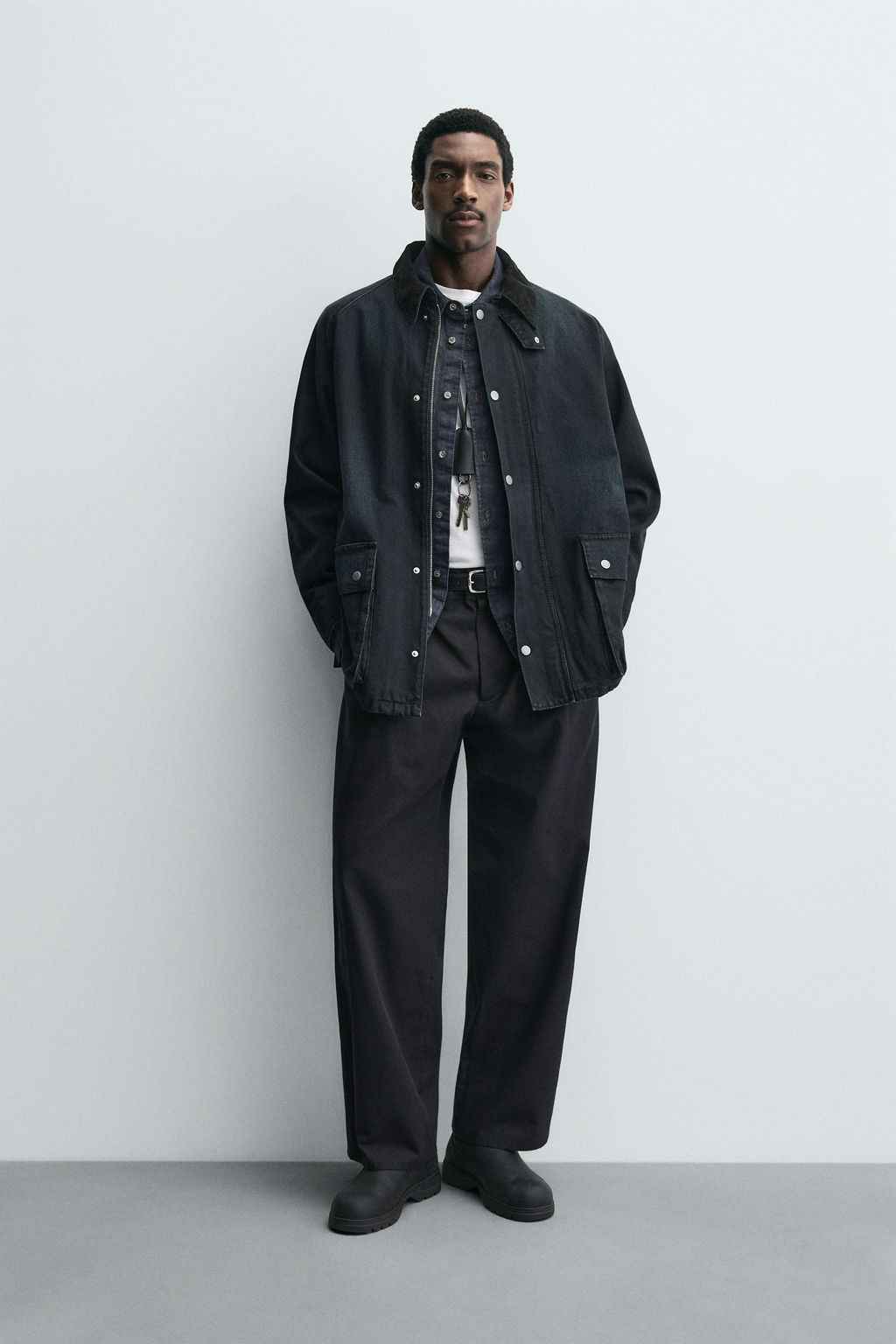 DENIM JACKET WITH COMBINED COLLAR