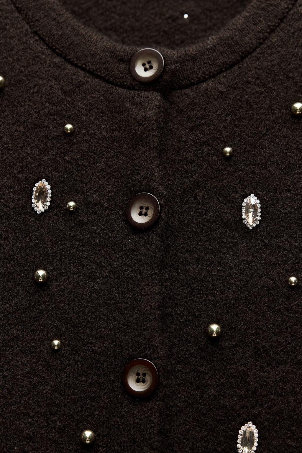 BEADED RHINESTONE KNIT CARDIGAN - Zara фото 6