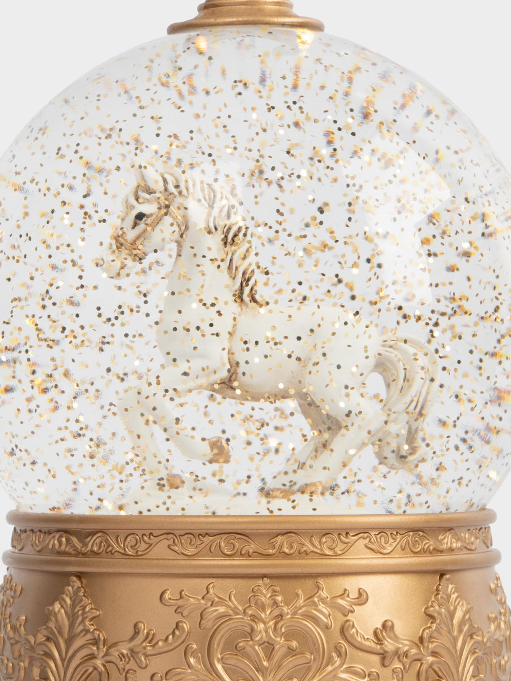 Снежный фонарь, 18 см, с подсветкой, пластик, золотистый, Лошадь в шаре, Horse - Anna lafarg фото 5