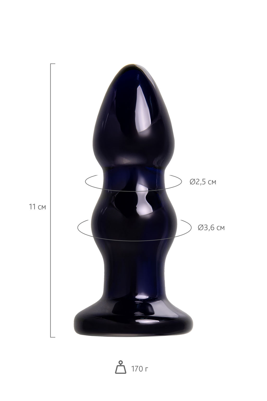 Стеклянная вибровтулка Sexus Glass, стекло, синяя, 11 см  фото 8