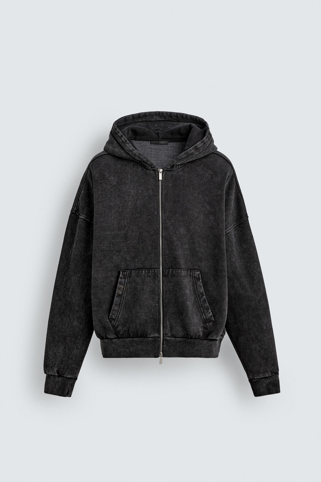 SUDADERA LAVADA CREMALLERA CAPUCHA / Gris oscuro - Zara фото 7