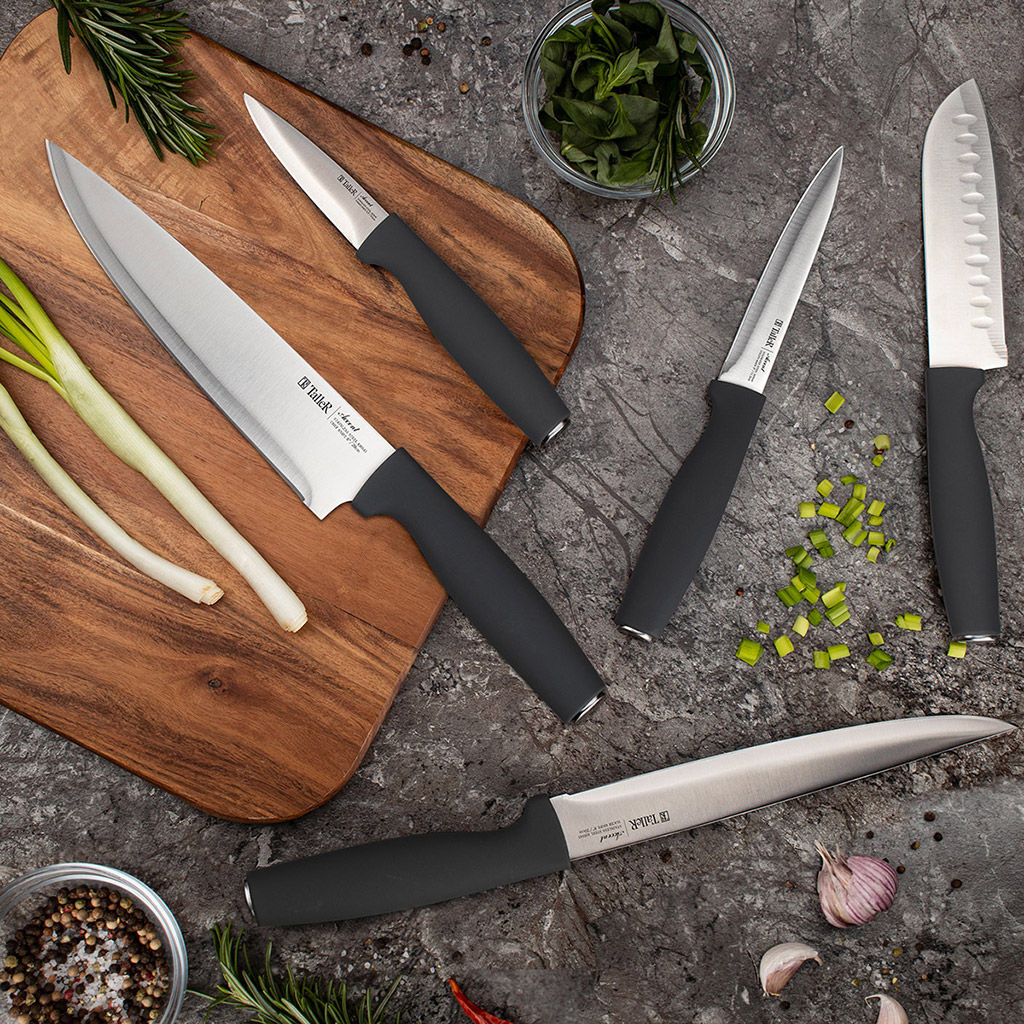 Нож кухонный TalleR 20см из нержавеющей стали, s1,7мм, для нарезки, ручка из ударопрочного пластика с покрытием soft-touch, в блистере (Китай) - Домашняя мода фото 3