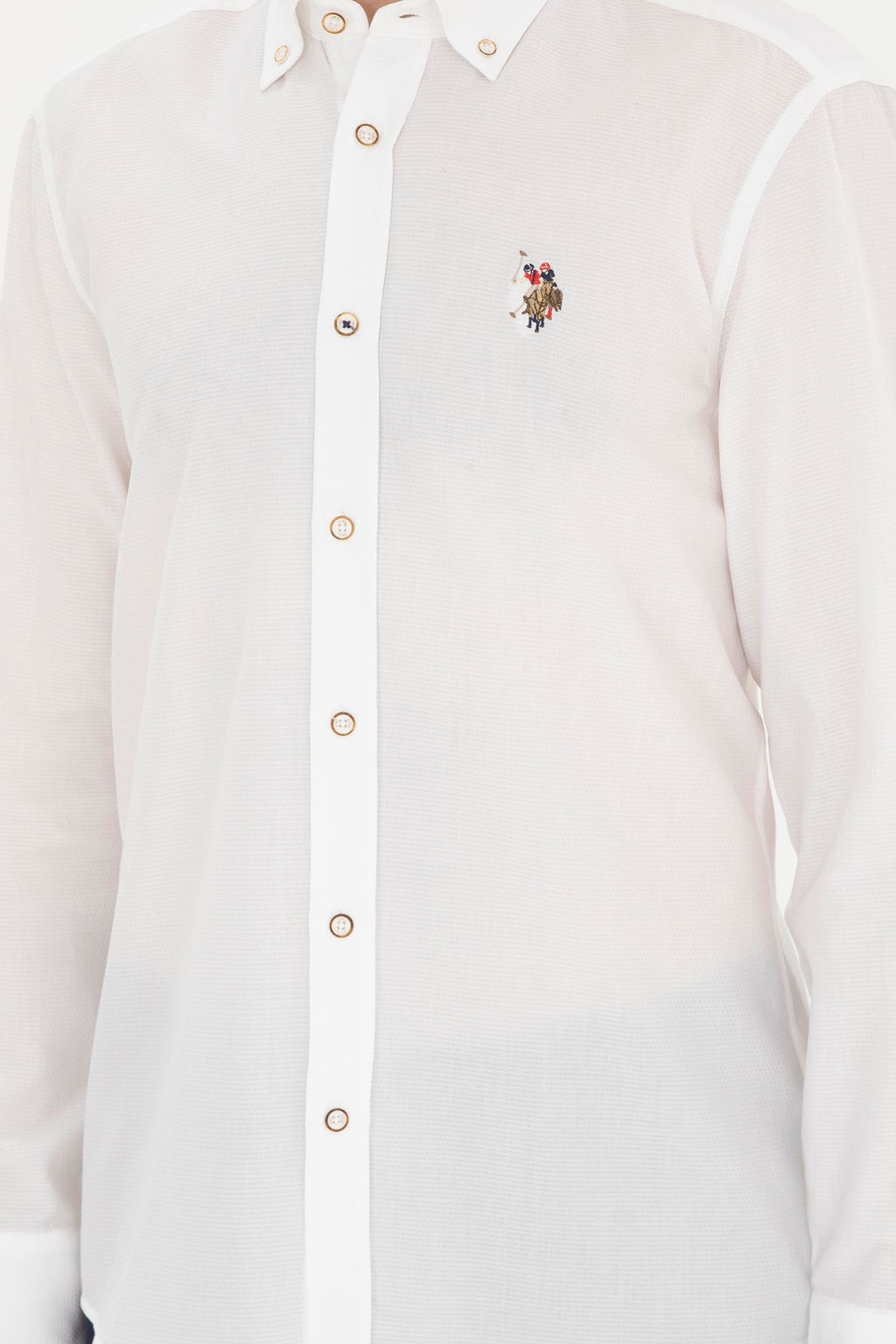 Мужская белая базовая рубашка с длинным рукавом - U.s. polo assn фото 6