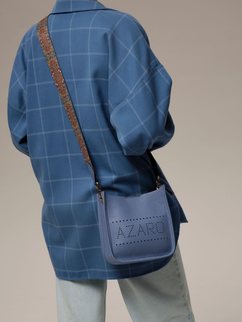 Сумка кожаная на плечо Azaro 30996 сиреневый закат