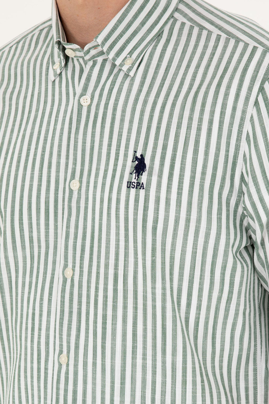 U. S. Polo Assn / Мужская рубашка цвета хаки с длинным рукавом - U.s. polo assn фото 14