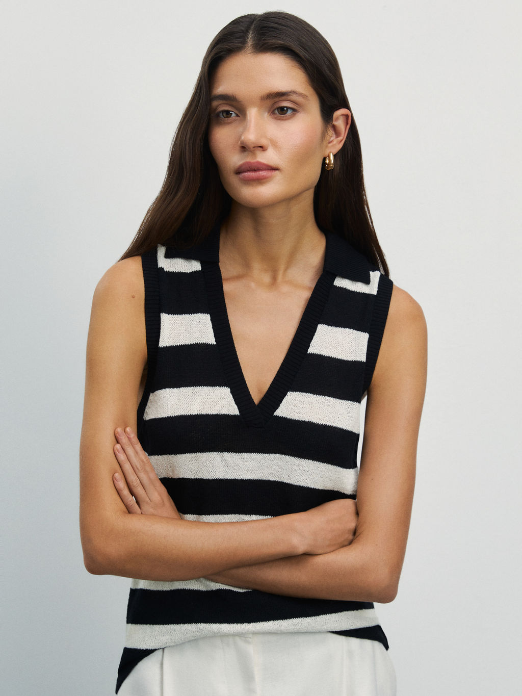 Поло без рукавов из смесового хлопка / Zarina  фото 7