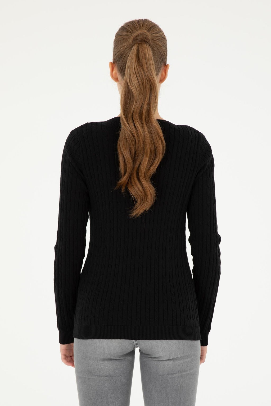 Женский черный базовый свитер с v-образным вырезом Неожиданная скидка в корзине - U.s. polo assn фото 12