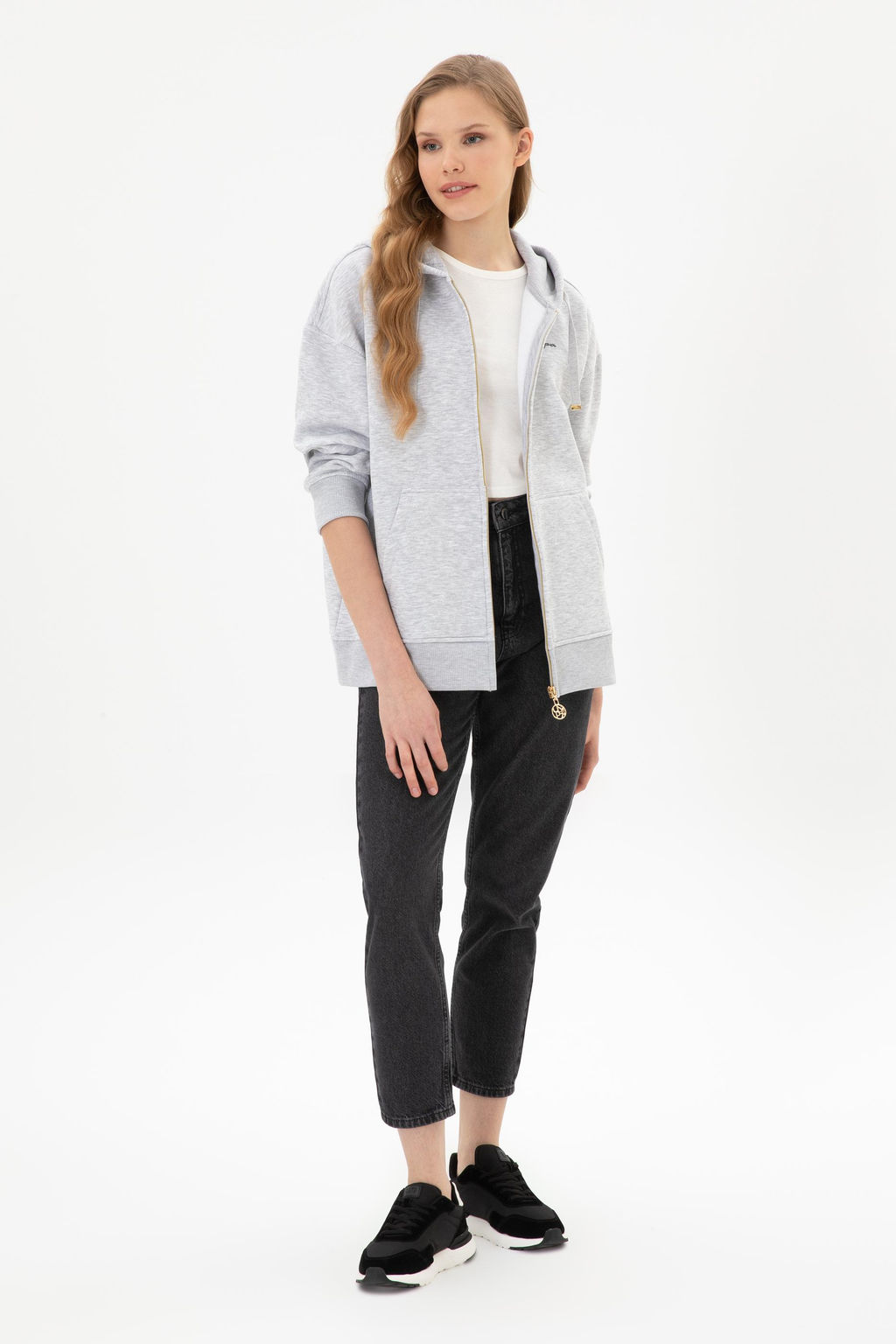 Kad_n A__k Gri Sweatshirt Sepette S_rpriz _ndirim - U.s. polo assn фото 4