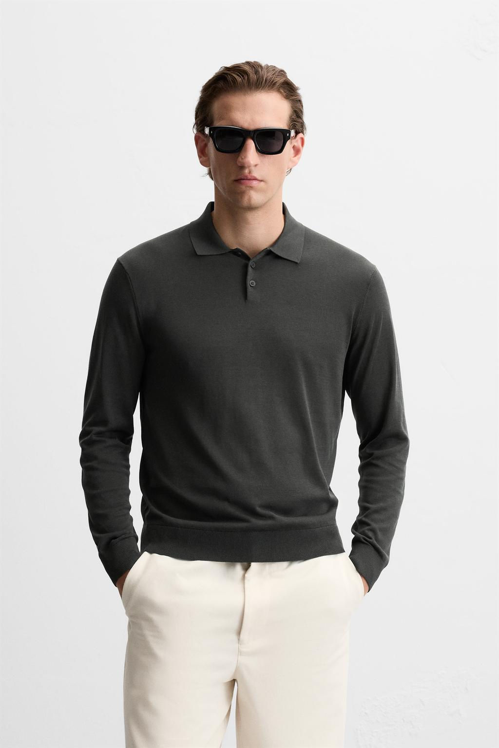 KNIT COTTON - SILK POLO SHIRT - Zara фото 11
