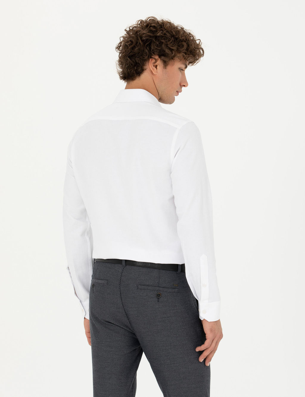 Beyaz Slim Fit Uzun Kollu G_mlek