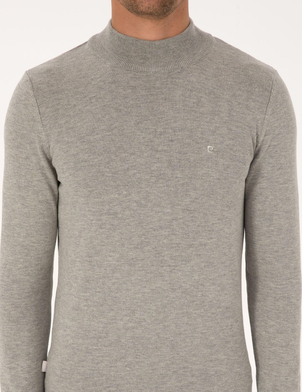 A__k Gri Melanj Slim Fit Yar_m Bal_k__ Yaka Basic Triko Kazak - Pierre cardin фото 6