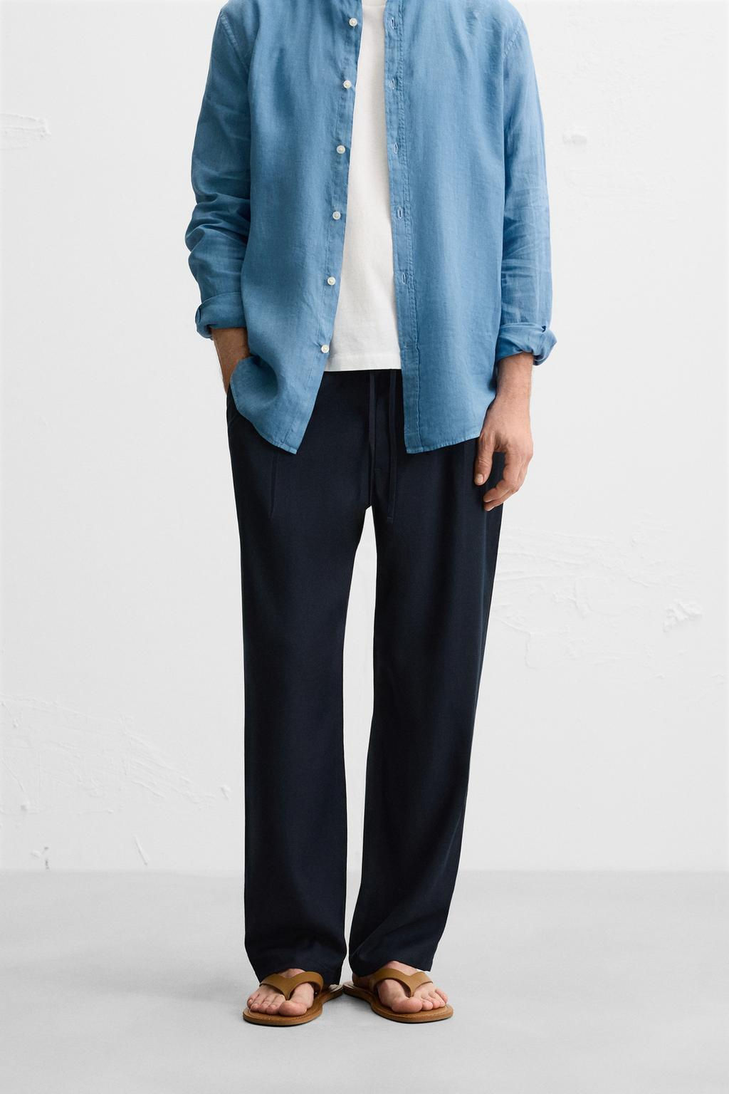 RELAXED FIT LYOCELL TROUSERS - Zara фото 3