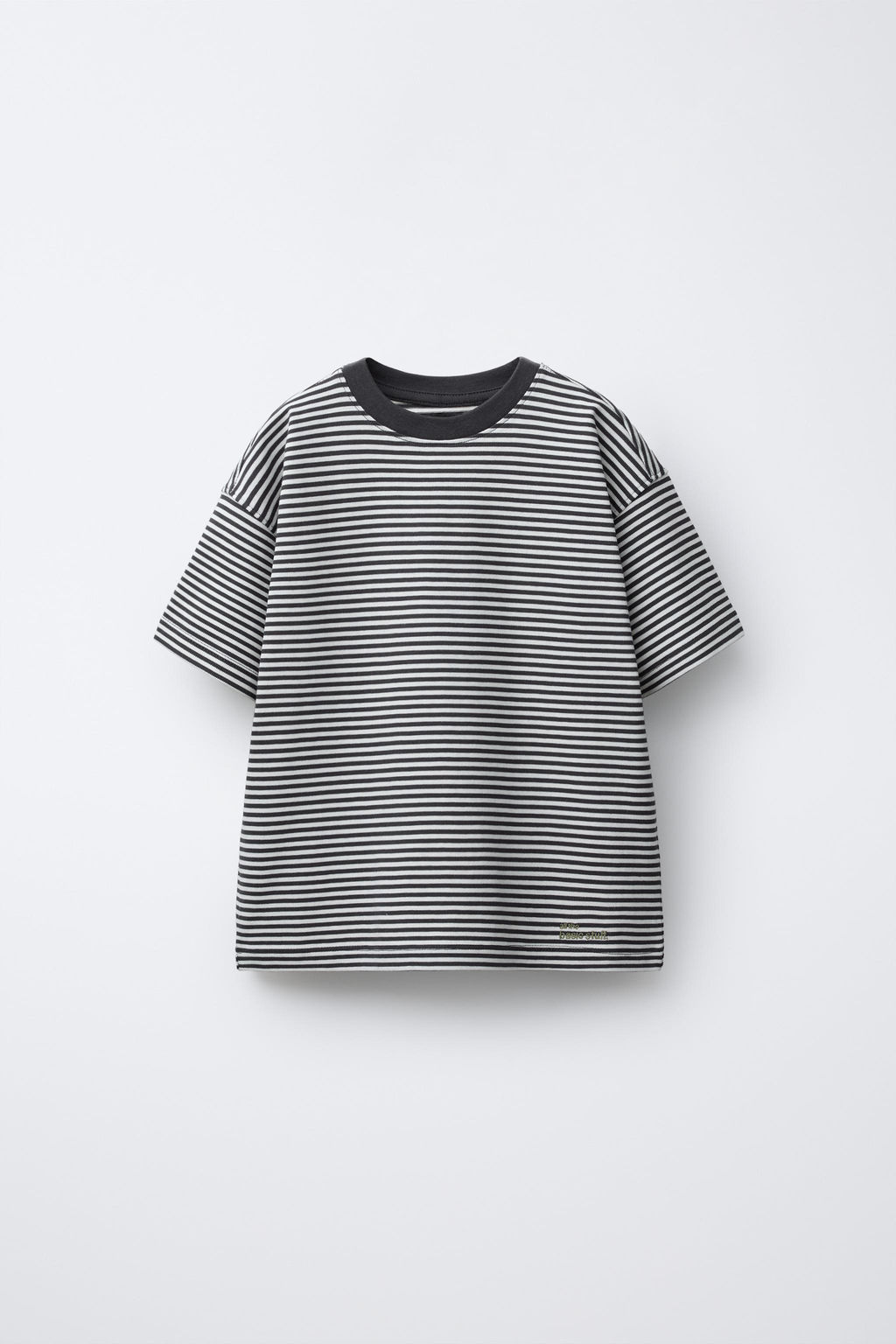 HEAVYWEIGHT STRIPED T-SHIRT WITH EMBROIDERED TEXT - Zara фото 6