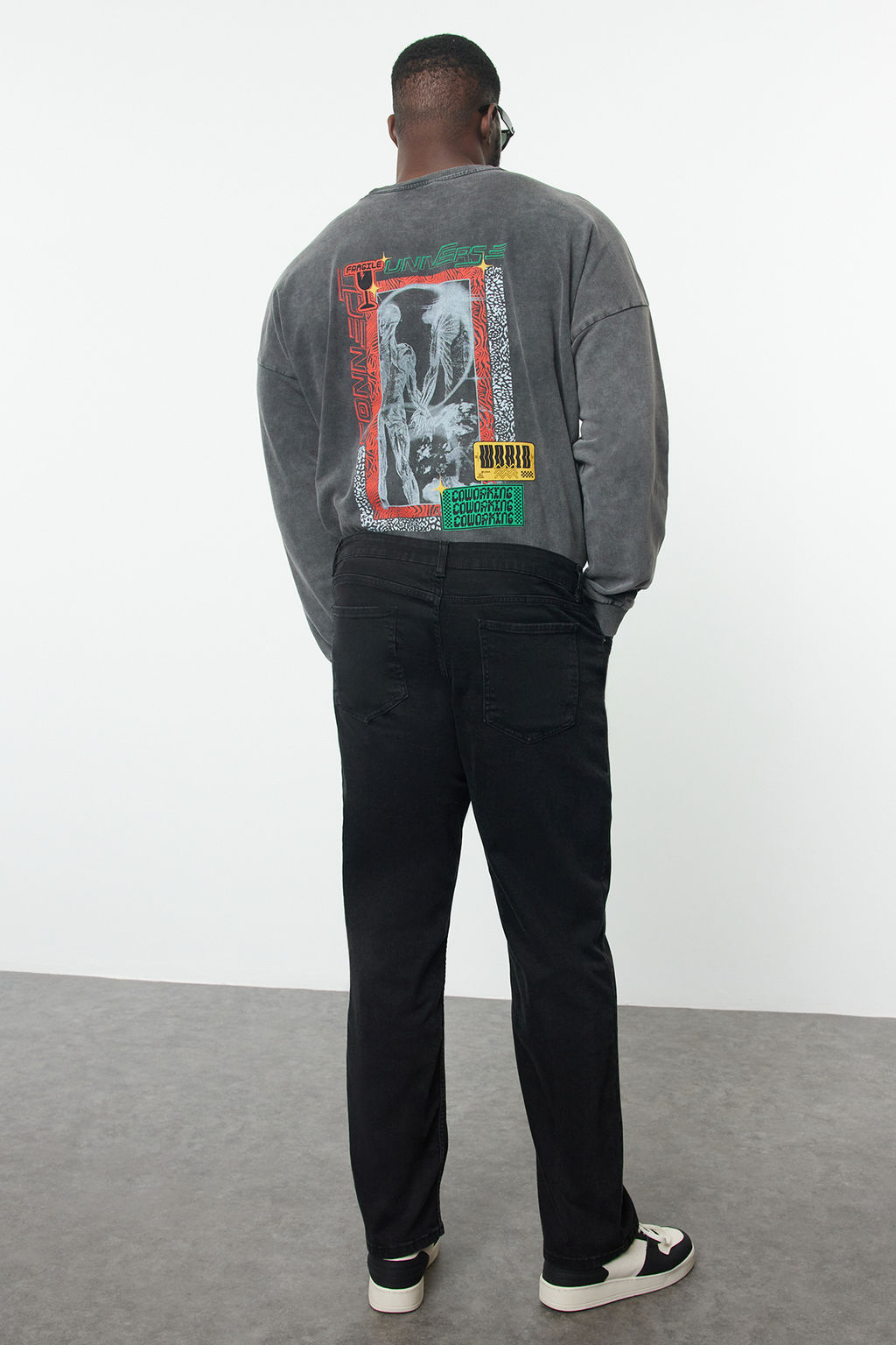 Erkek Siyah Regular Fit Buyuk Beden Denim Kot Jeans TMNAW25CJ00000