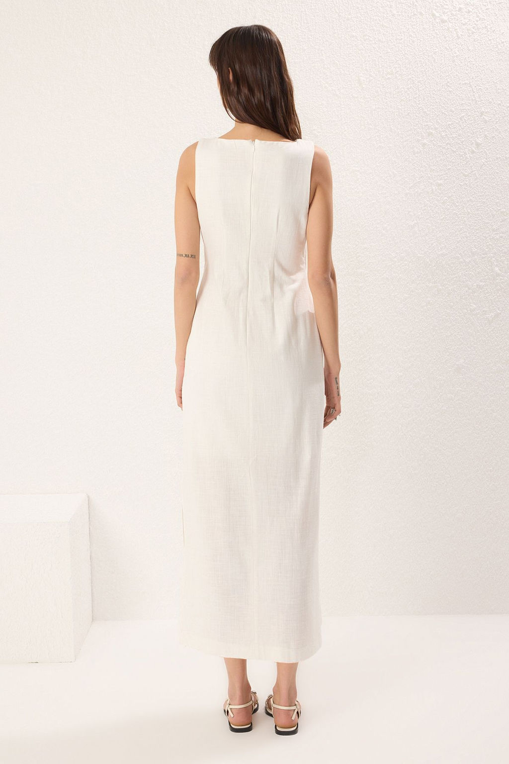 TRENDYOLMILLA Ekru A Kesim Pencere Detayl? Maxi Astarl? Dokuma Elbise TWOSS25EL00131 фото 4