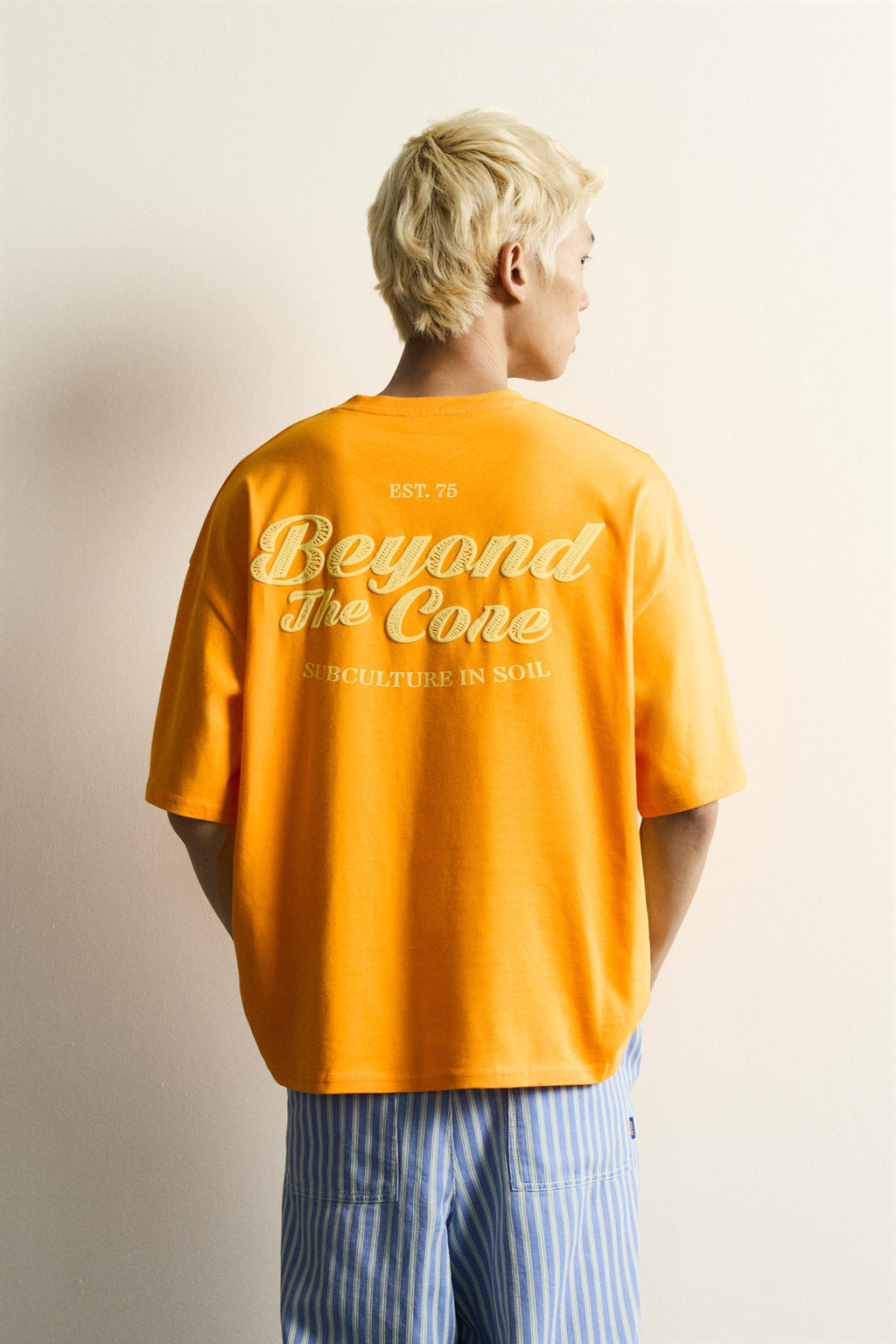 CAMISETA RELAXED FIT BORDADO COMBINADO / Naranja - Zara фото 3