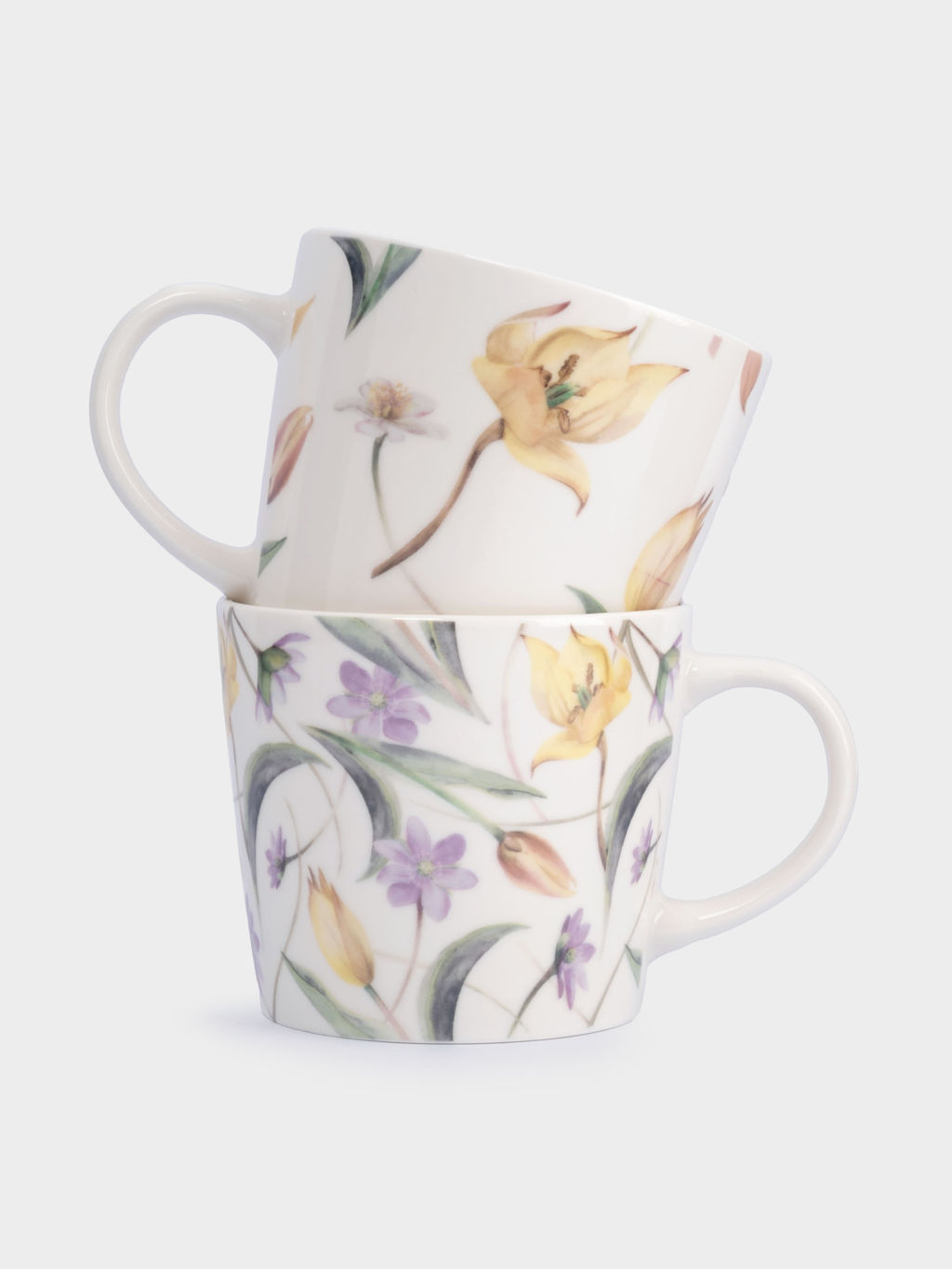 Кружка, 430 мл, 2 шт, фарфор N, белая, Летящие цветы, Fiori - Anna lafarg фото 3