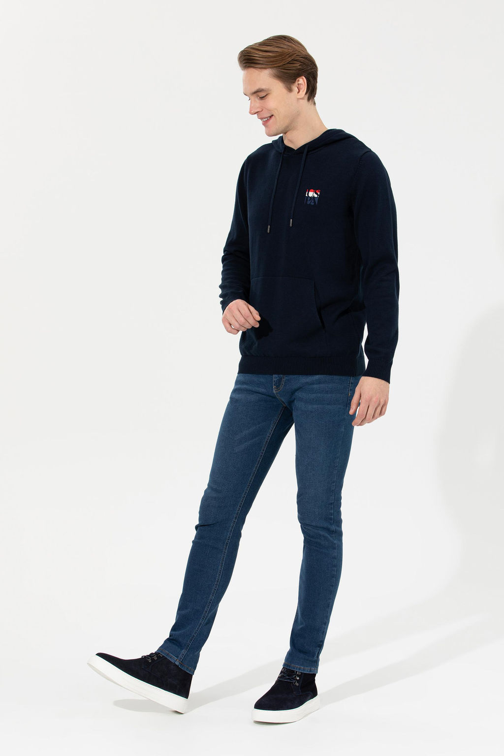 U. S. Polo Assn Мужской темно-синий трикотажный свитер с капюшоном - U.s. polo assn фото 14