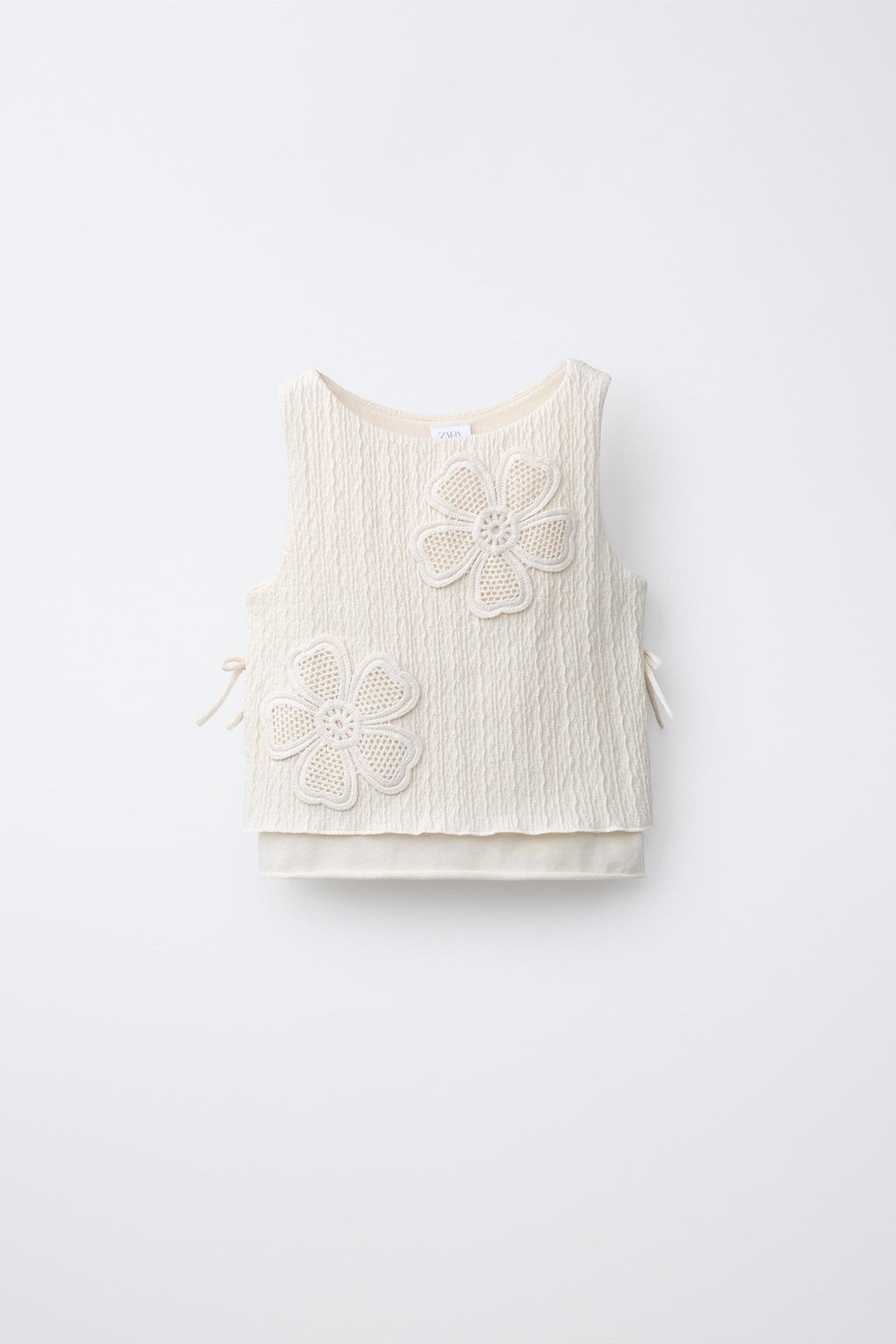 TOP PUNTO CROCHET FLORES / Crudo - Zara фото 3