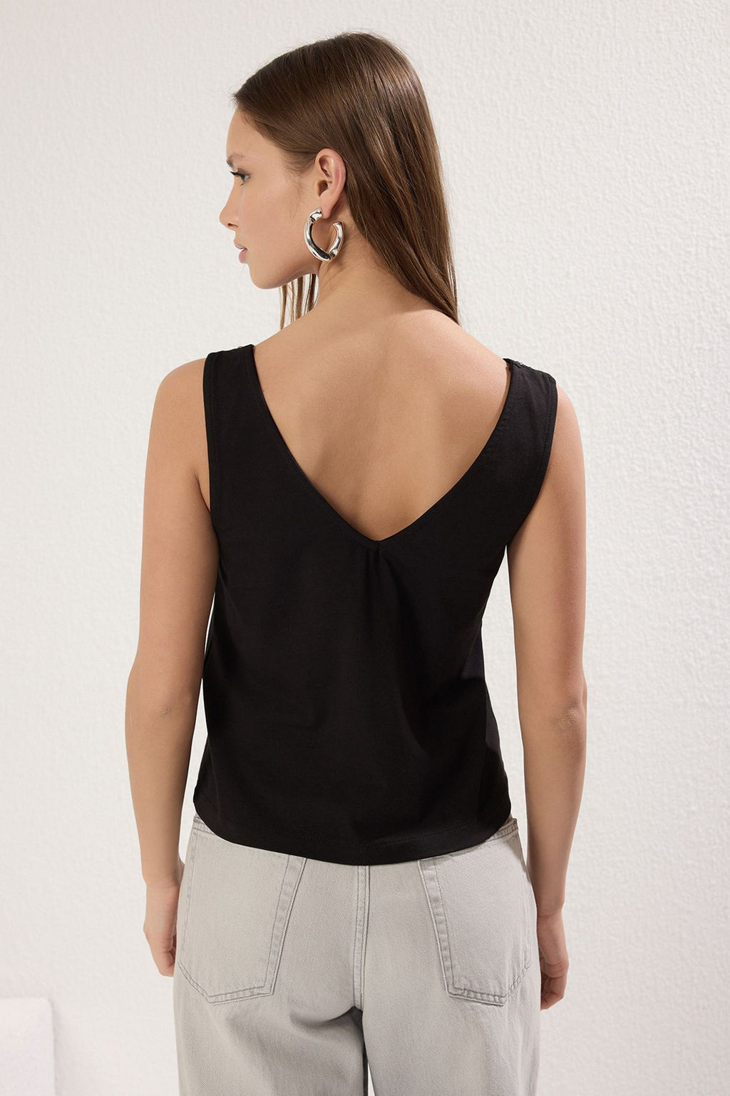 Siyah Fitted/Vucuda Oturan Serit Aksesuar Detayl? Esnek Orme Bluz TWOSS25BZ00223 - Trendyolmilla фото 4