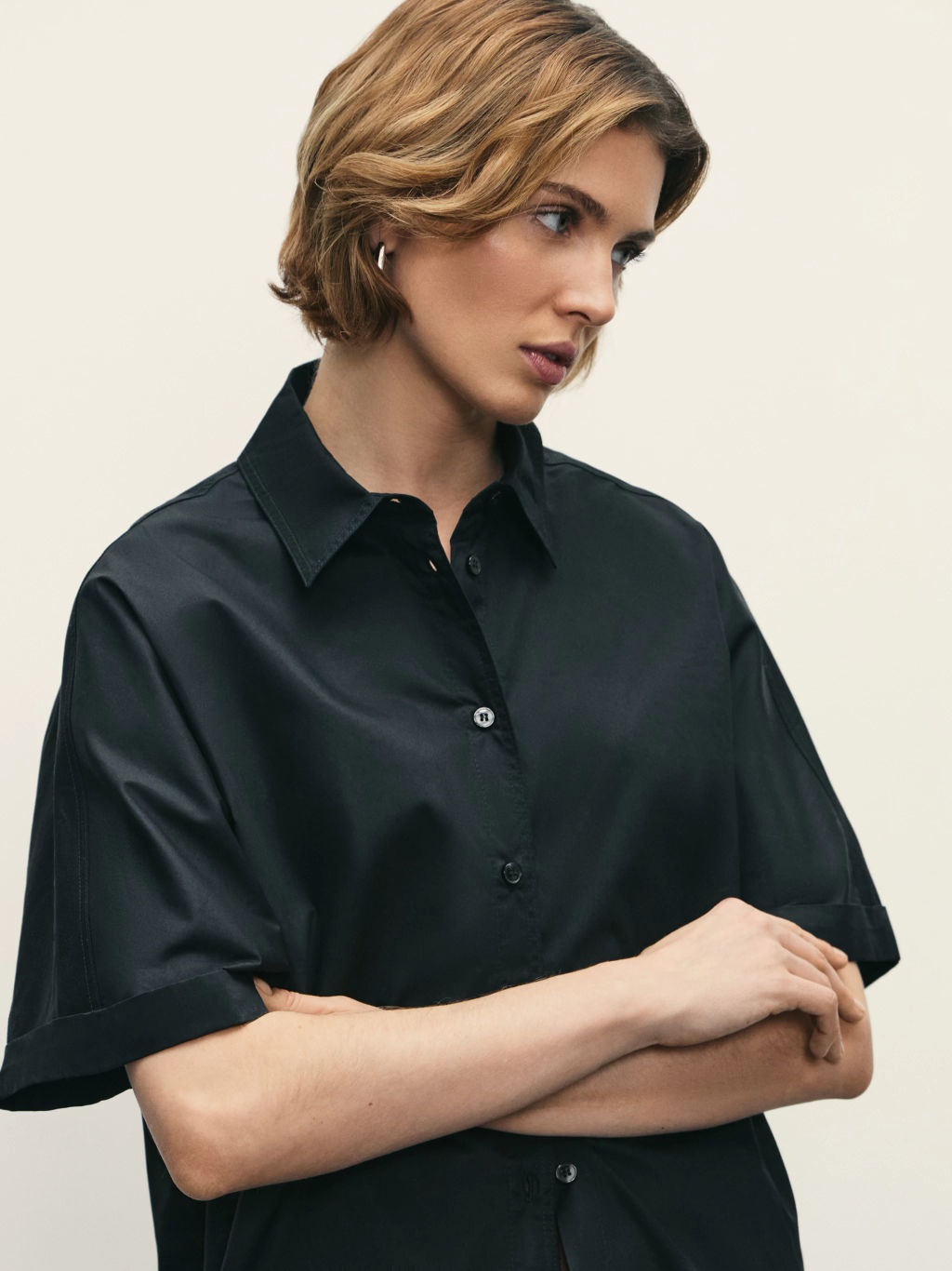 Рубашка из хлопка с коротким рукавом / Zarina  фото 2