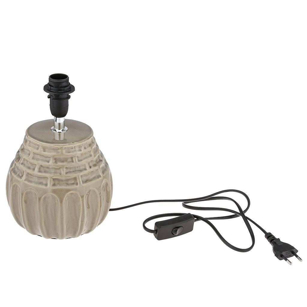 Светильник настольный "Гита" д22см, h33,5см, абажур текстильный д22см, h16,5см, цвет - черный, основание керамическое д15см, h22,7см, глянцевая глазурь, кракле, цвет - серый (Китай)