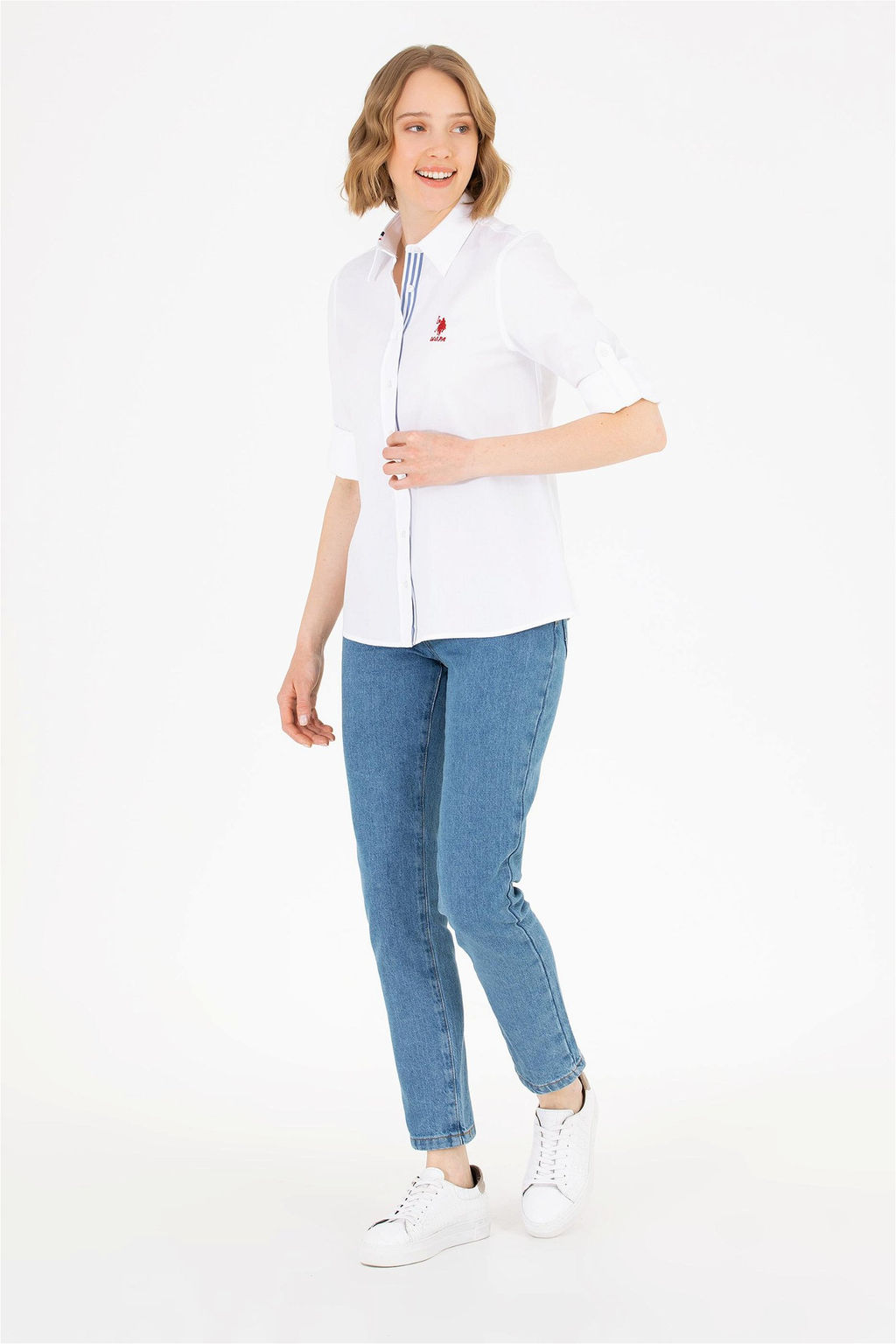 Женская белая рубашка с длинным рукавом Неожиданная скидка в корзине - U.s. polo assn фото 3