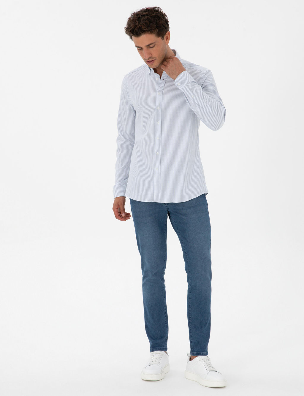 _ndigo Slim Fit _izgili Slim Fit G_mlek - Pierre cardin фото 4