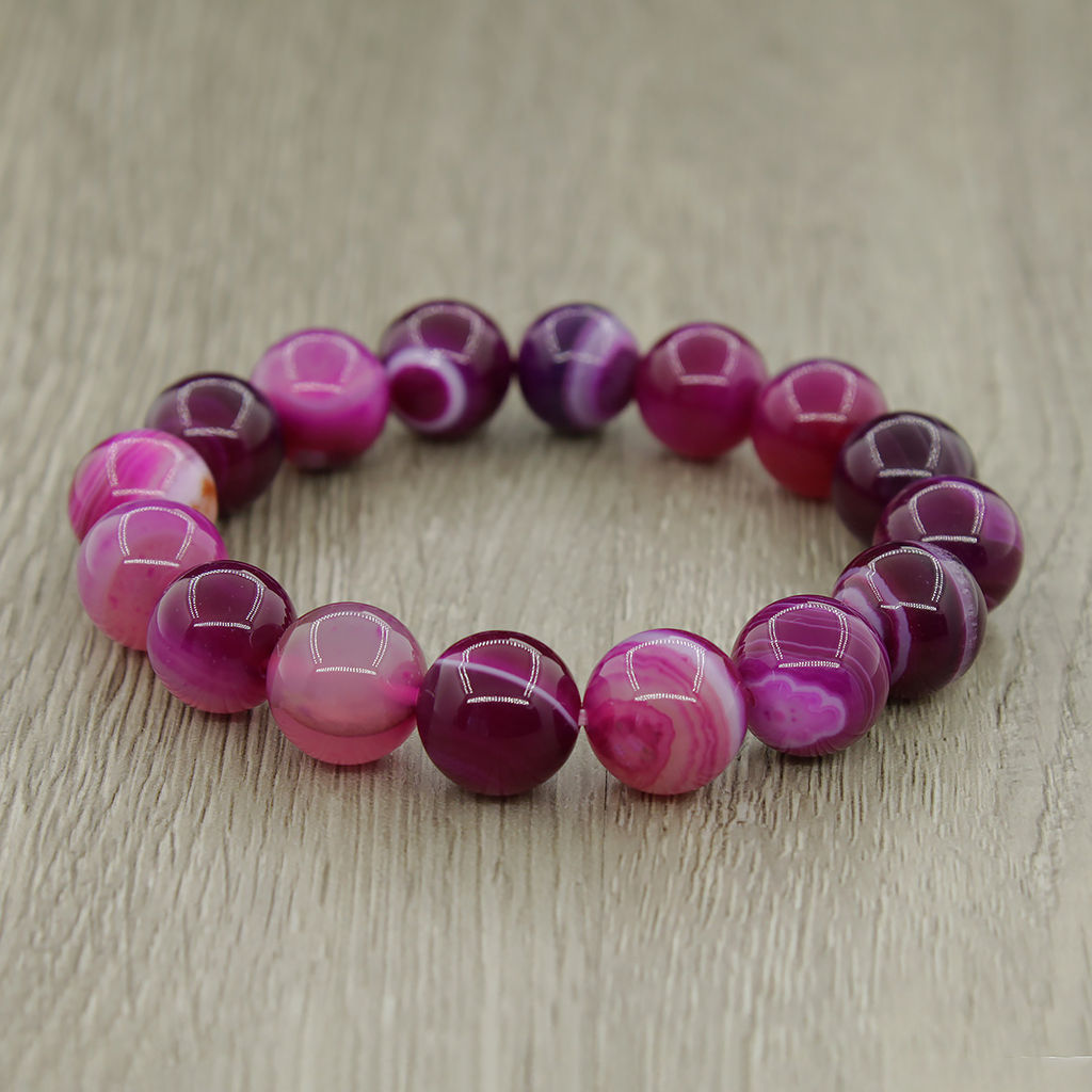 Браслет Классика агат малиновый 12мм, длина 18см - Agat77 фото 3