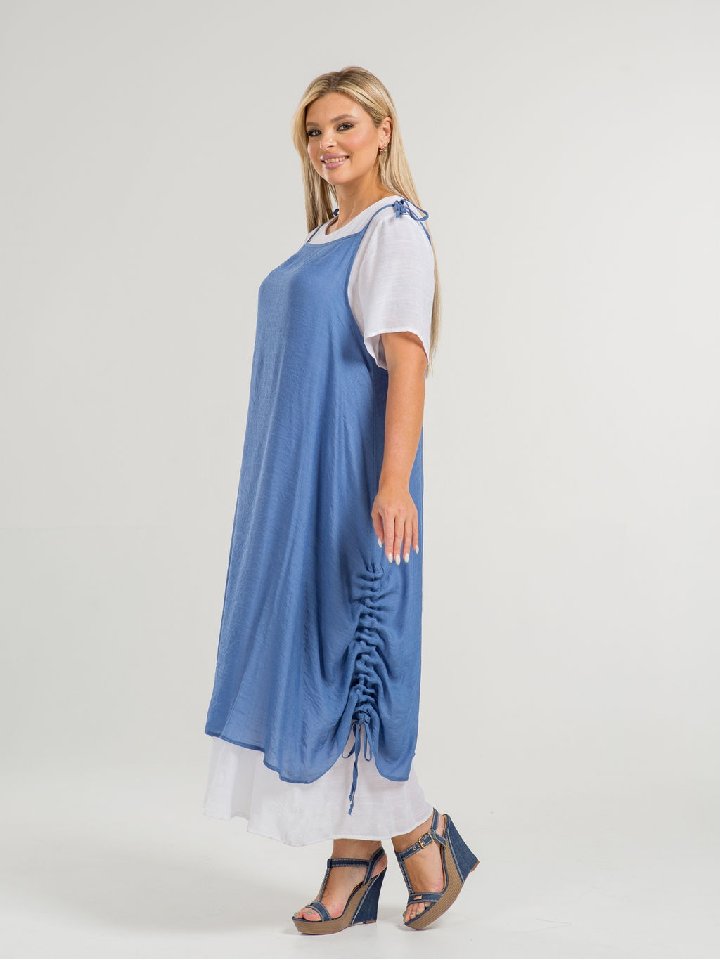 Платье 1155 бело-синий - Novita фото 6