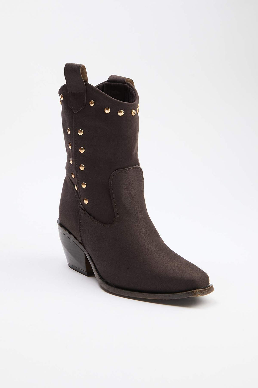 Koyu Kahverengi Suet Trok Detayl? Sivri Burun Kad?n 6,5 cm Blok Topuklu Bot TAKAW26BO00073