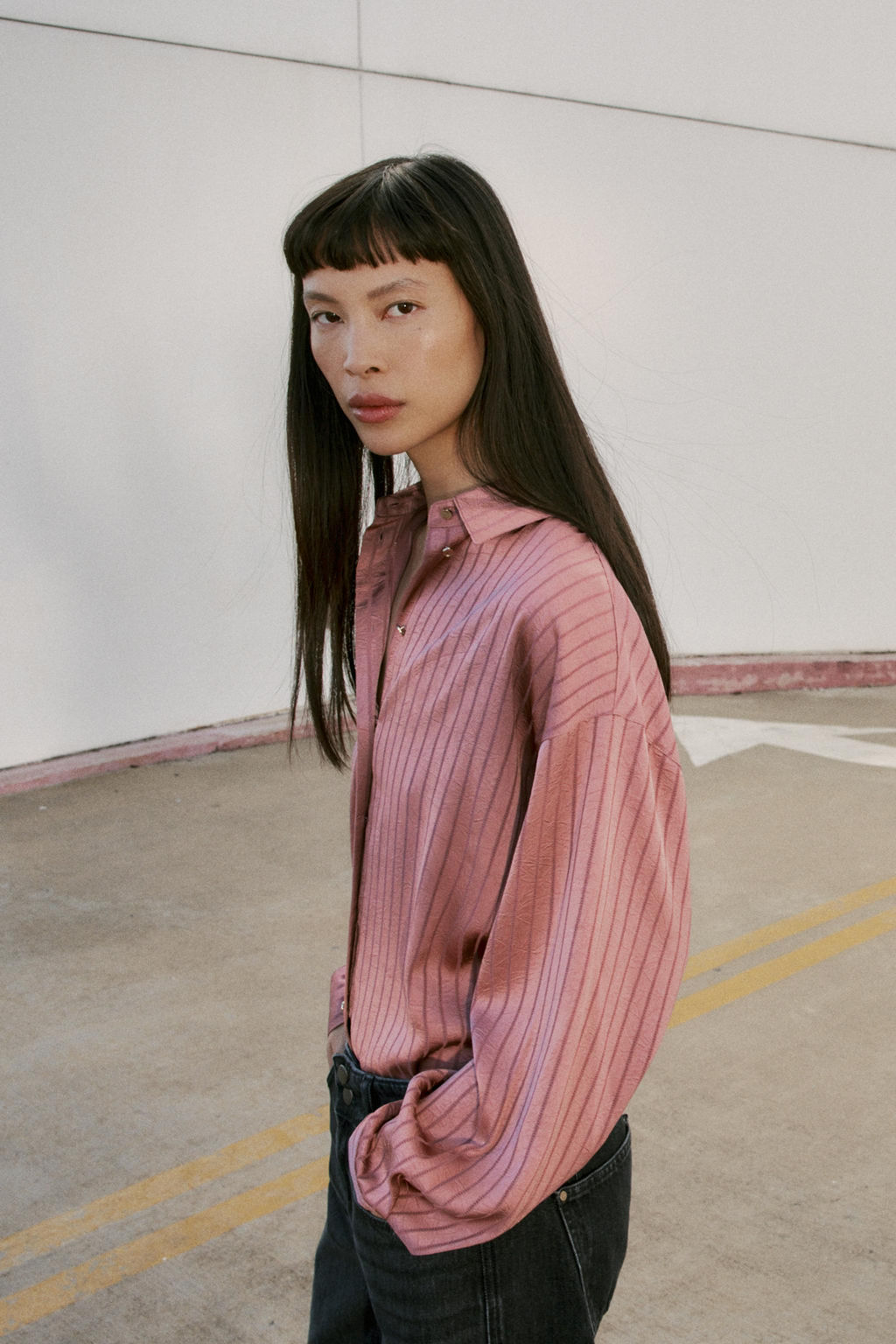 STRIPED SATIN SHIRT - Zara фото 6