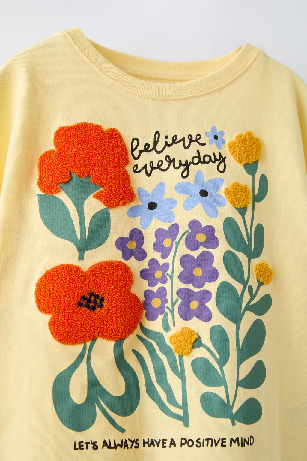 T-SHIRT WITH TERRY EMBROIDERY - Zara фото 8