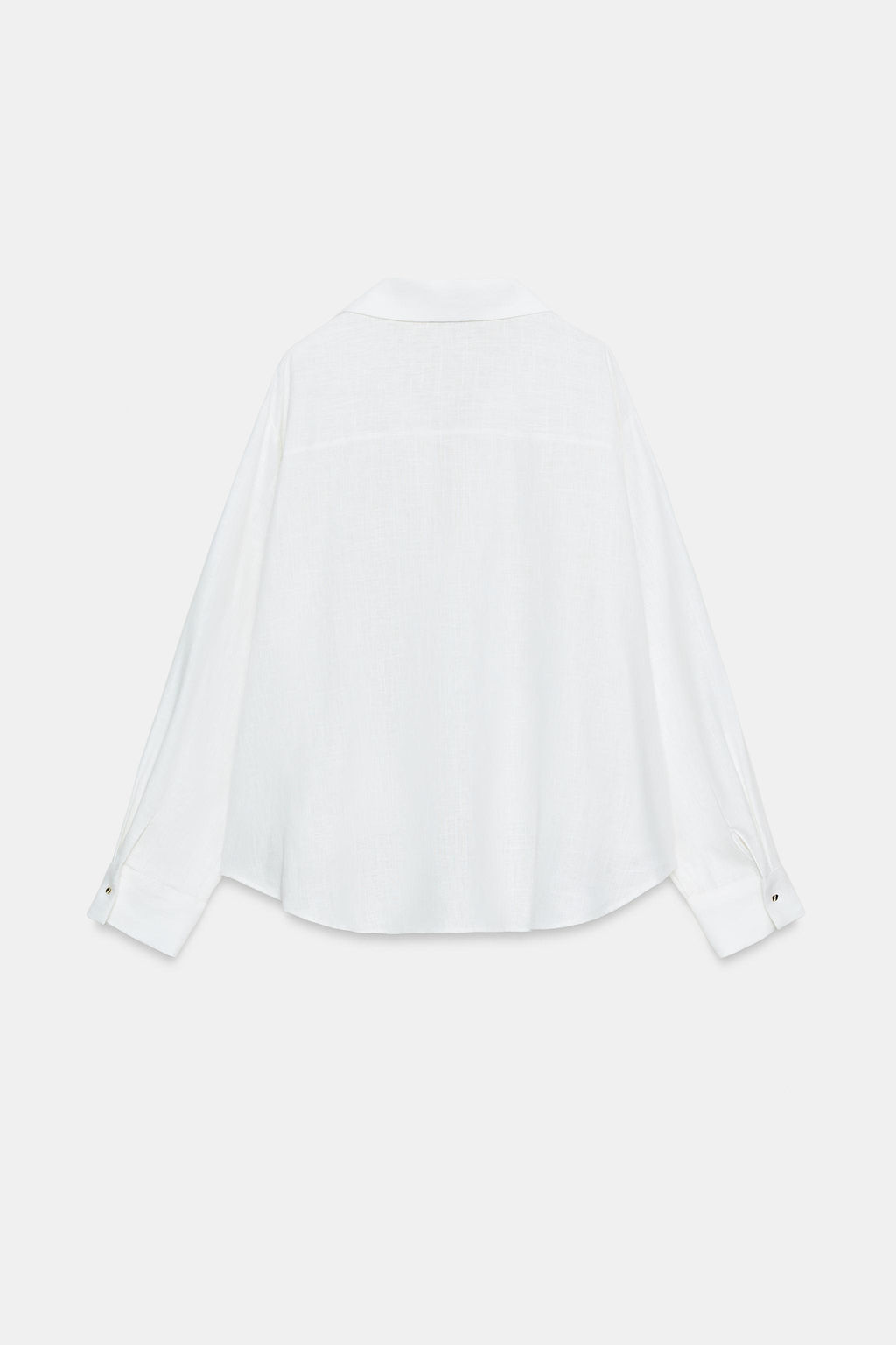 CAMISA CON LINO BAJO ABULLONADO / Blanco - Zara фото 7