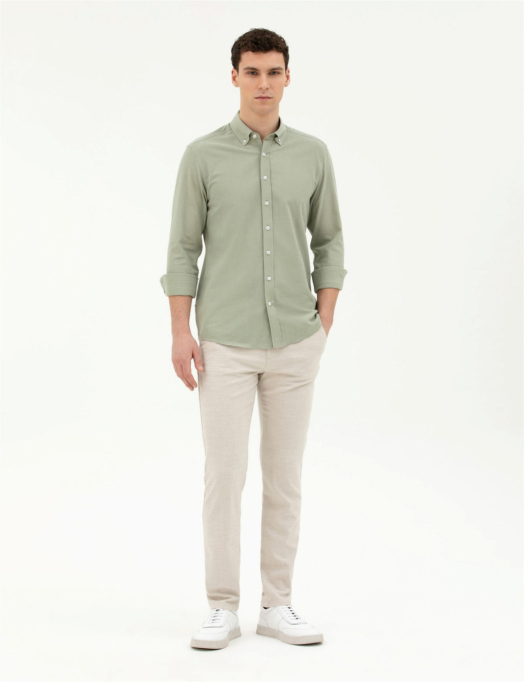 Ye_il Slim Fit Uzun Kollu G_mlek - Pierre cardin фото 4