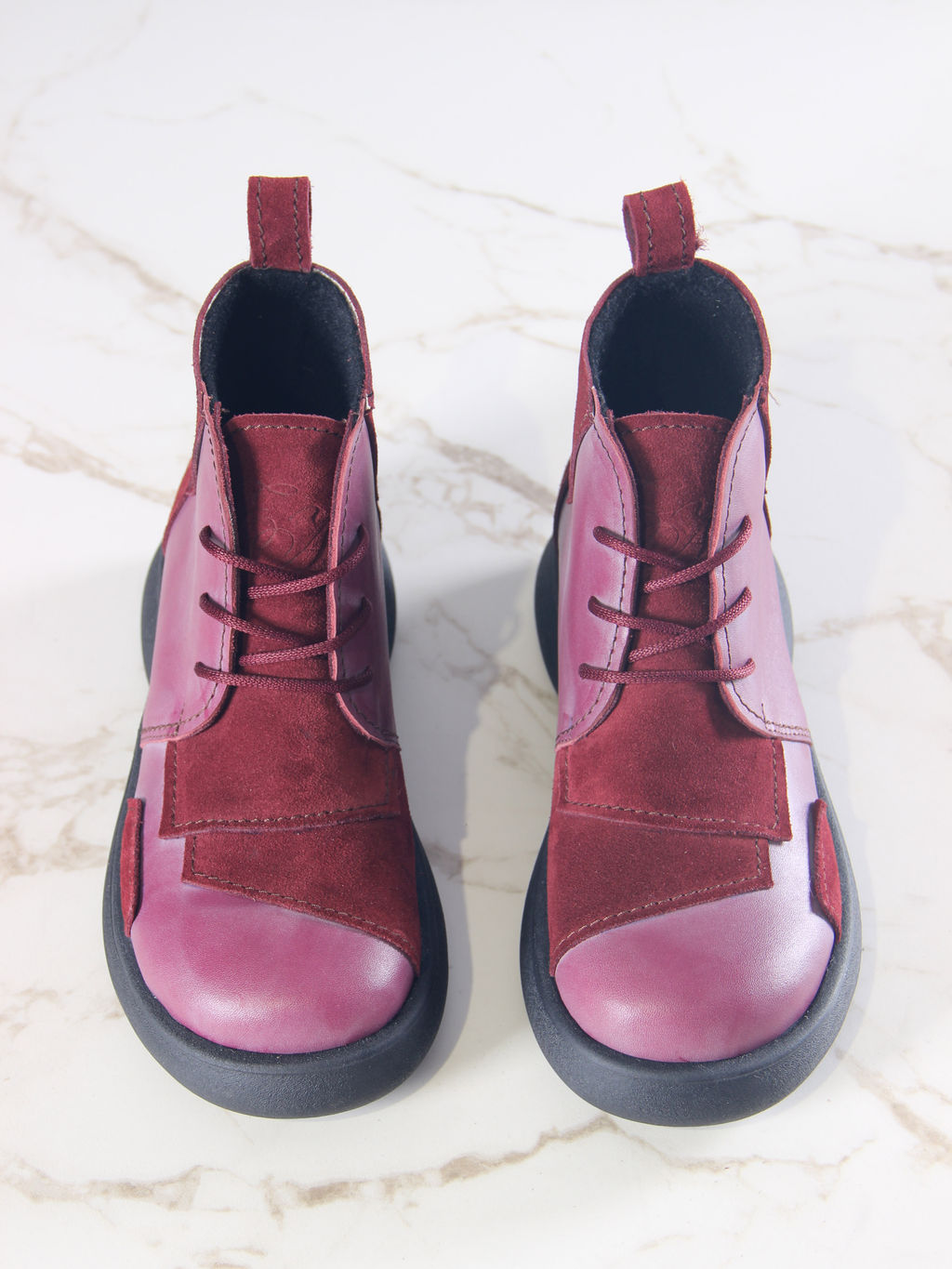 Ботинки 305.927bl.Вакса бордо+бордо замша/мех