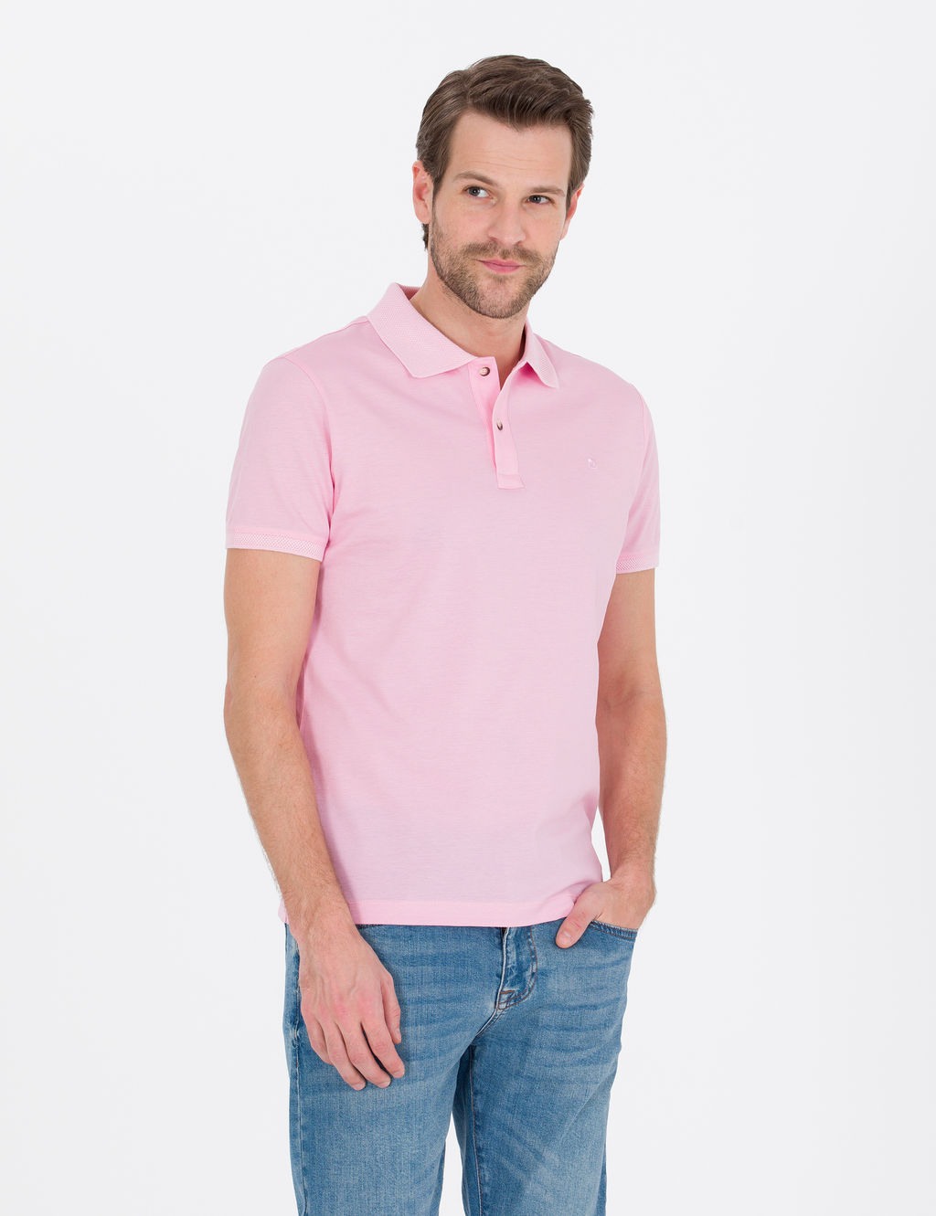 Pembe Slim Fit Polo Yaka Merserize Ti__rt