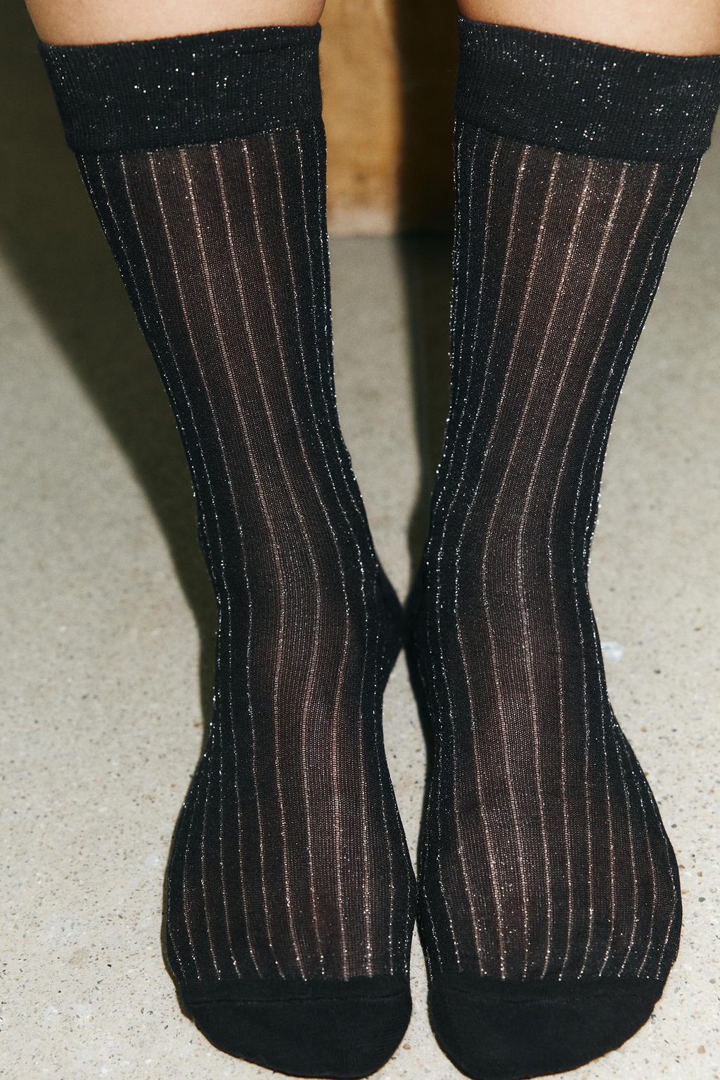 STRIPED SOCKS WITH METALLIC THREAD