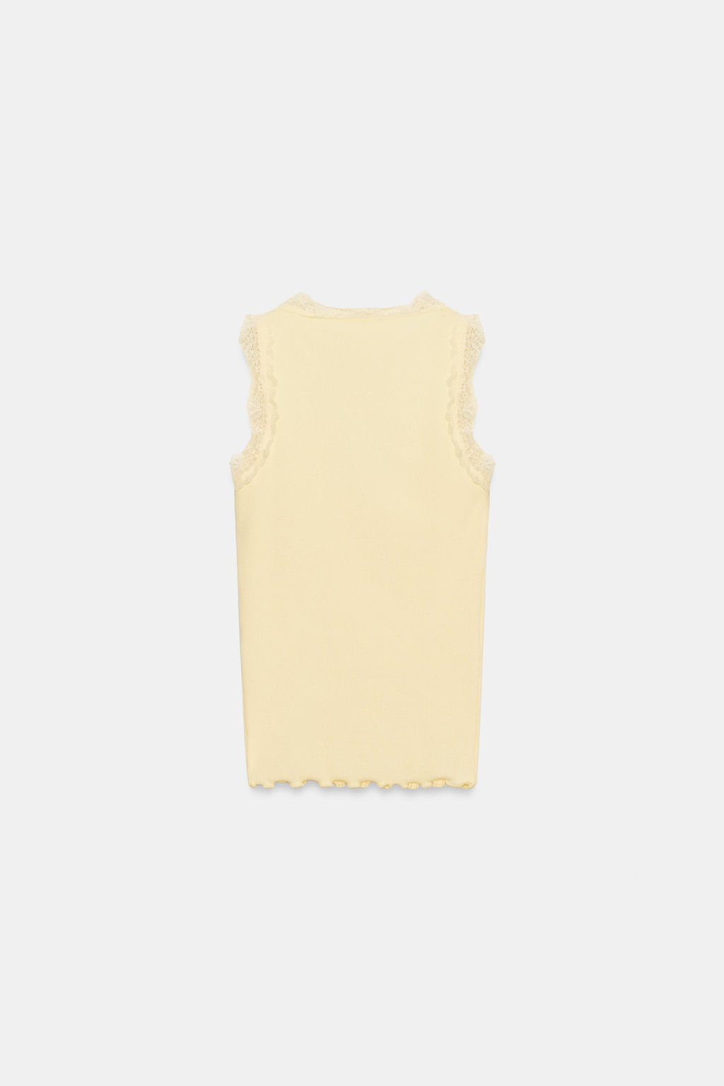 CAMISETA RIB ENCAJE / Amarillo claro - Zara фото 8