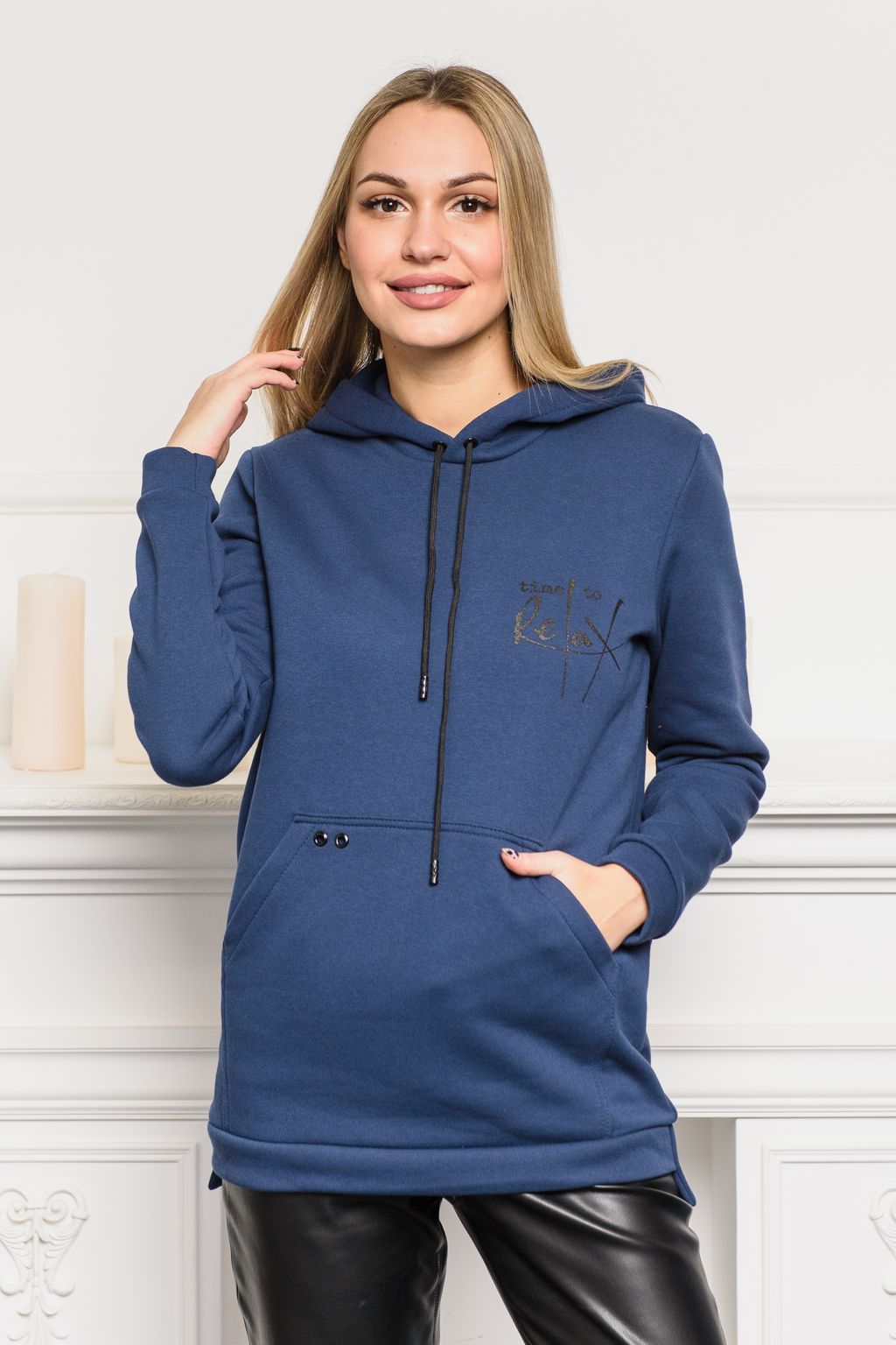 Худи из футера 3-хн Нью-Йорк королевский синий - Амадэль фото 8