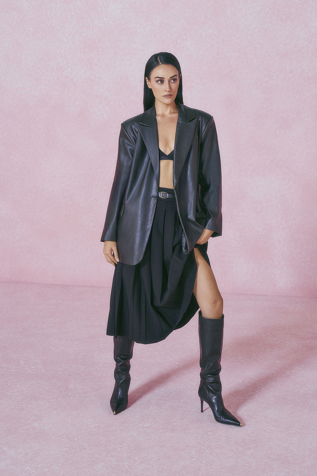 Limited Edition Siyah Y?kamal? Suni Deri Blazer Ceket TWOAW26BC00033 - Trendyolmilla фото 8