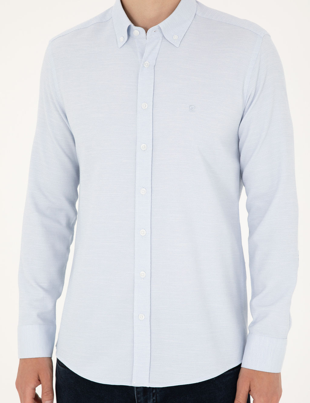 A__k Mavi Slim Fit Uzun Kollu G_mlek