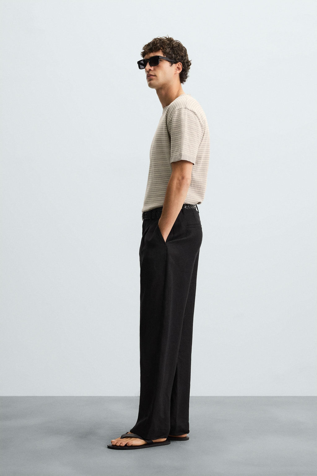 STRIPED KNITTED COTTON-LINEN T-SHIRT - Zara фото 11