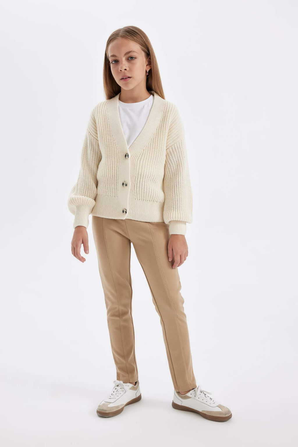 K?z Cocuk Uzun Boy Duz Paca Siyah Tayt - Defacto фото 2