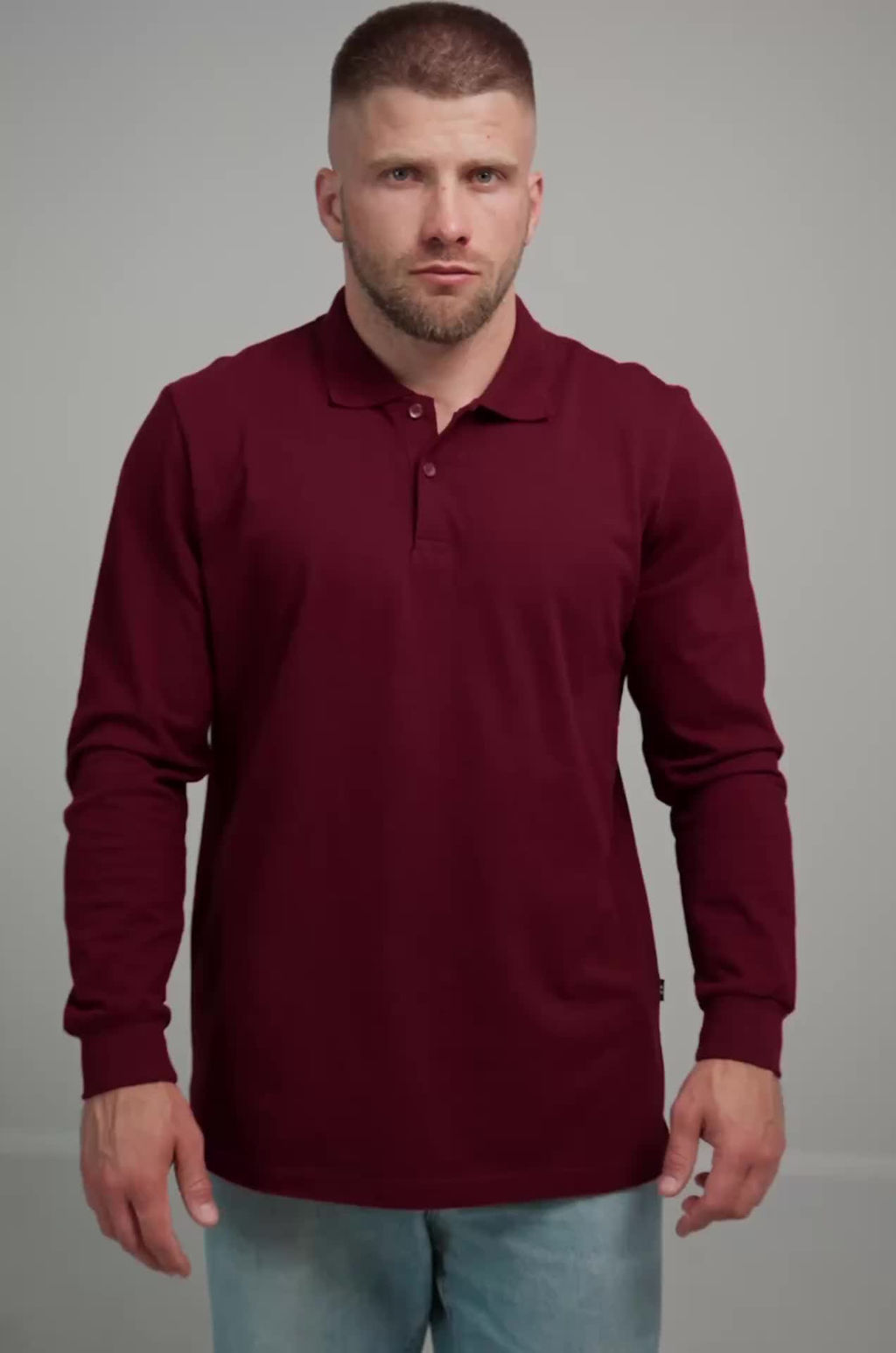 Мужской базовый лонгслив-поло Happyfox