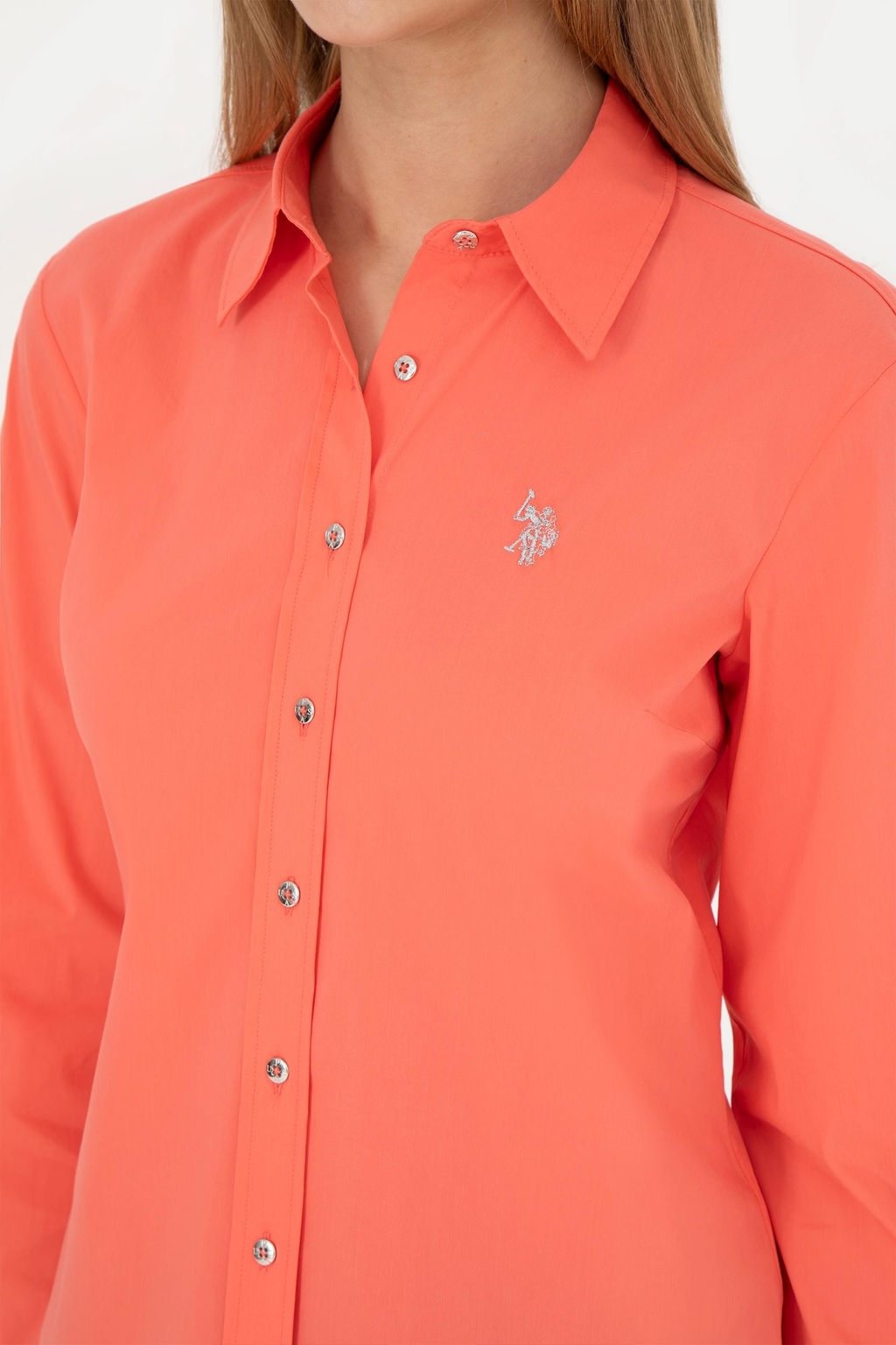 U. S. Polo Assn / Женская базовая рубашка с длинным рукавом цвета граната - U.s. polo assn фото 7