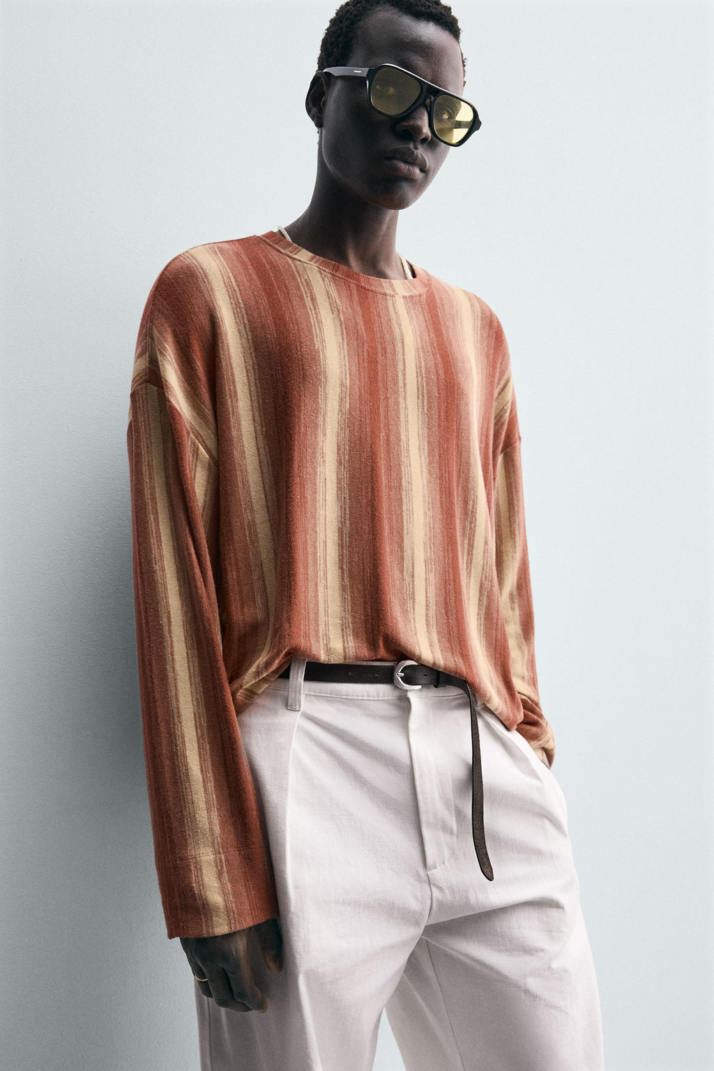 STRIPED FLOWING T-SHIRT - Zara фото 7
