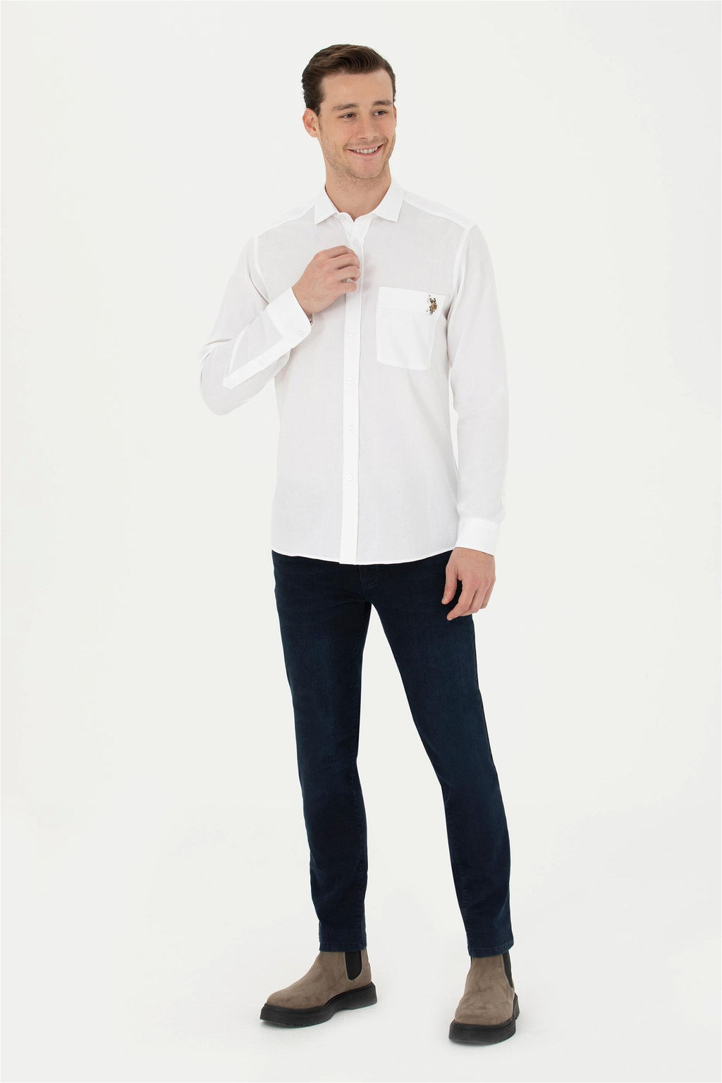 Мужская белая рубашка с длинным рукавом - U.s. polo assn фото 11