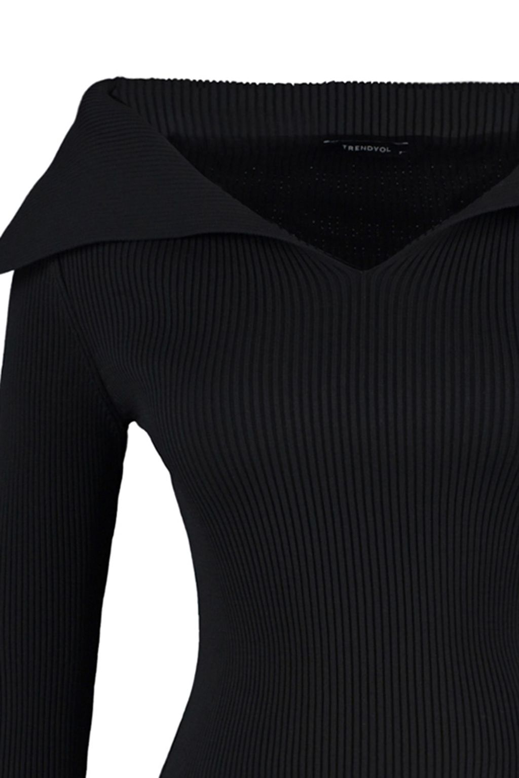 Siyah Carmen Yaka Triko Kazak TWOAW22KZ0993